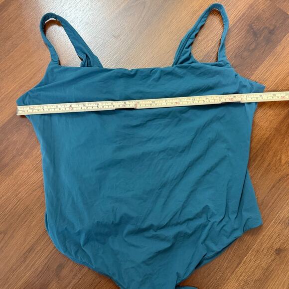 Skims Fits Everybody Square Neck Tank Bodysuit Teal Blue Casual Basics Sz 4X - Picture 5 of 6
